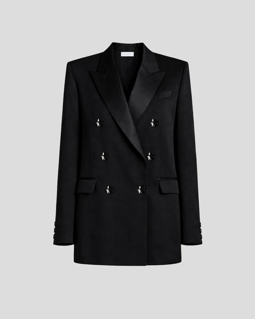 Sugar Blazer Sculptural Double-Breasted Cady Satin