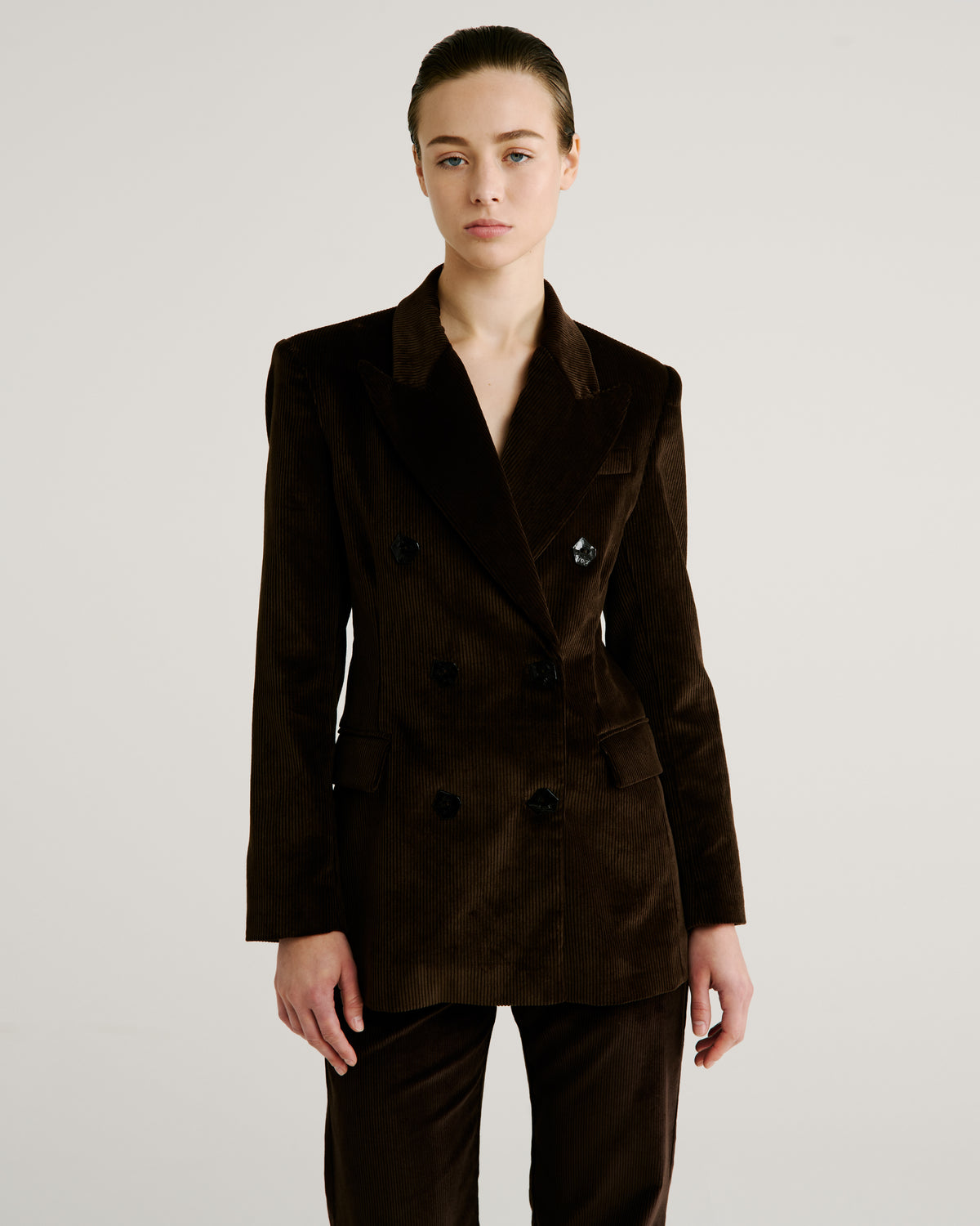 Sugar Blazer in Brown Cotton Corduroy