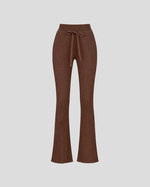 Svevo ribbed viscose trousers with a sculptural hem
