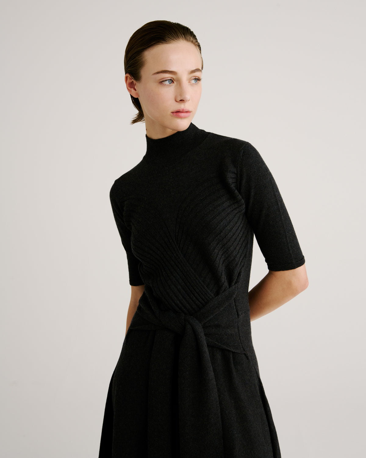Takashi Knit Dress in black forest green Zegna Cashwool® Merino Wool