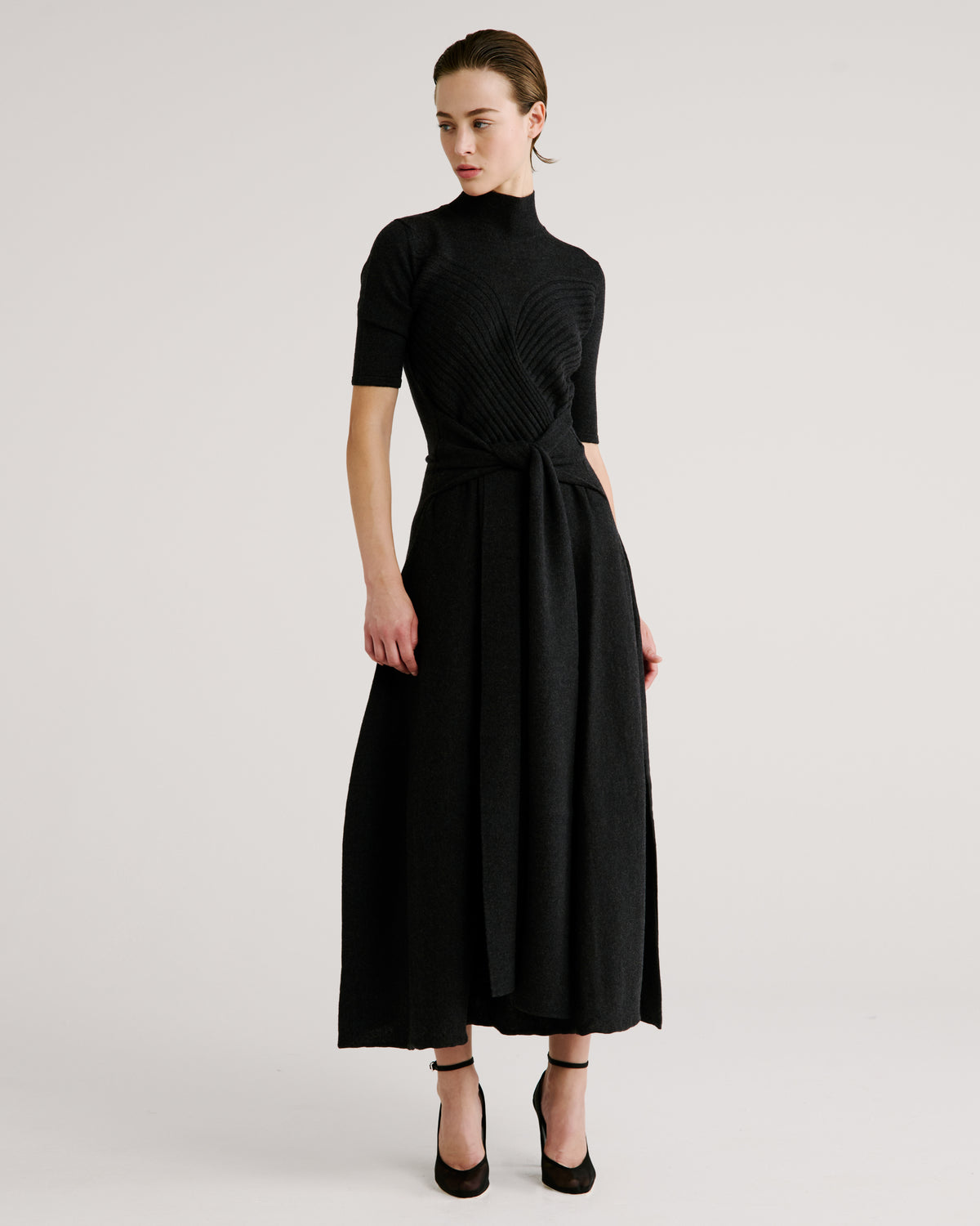 Takashi Knit Dress in black forest green Zegna Cashwool® Merino Wool