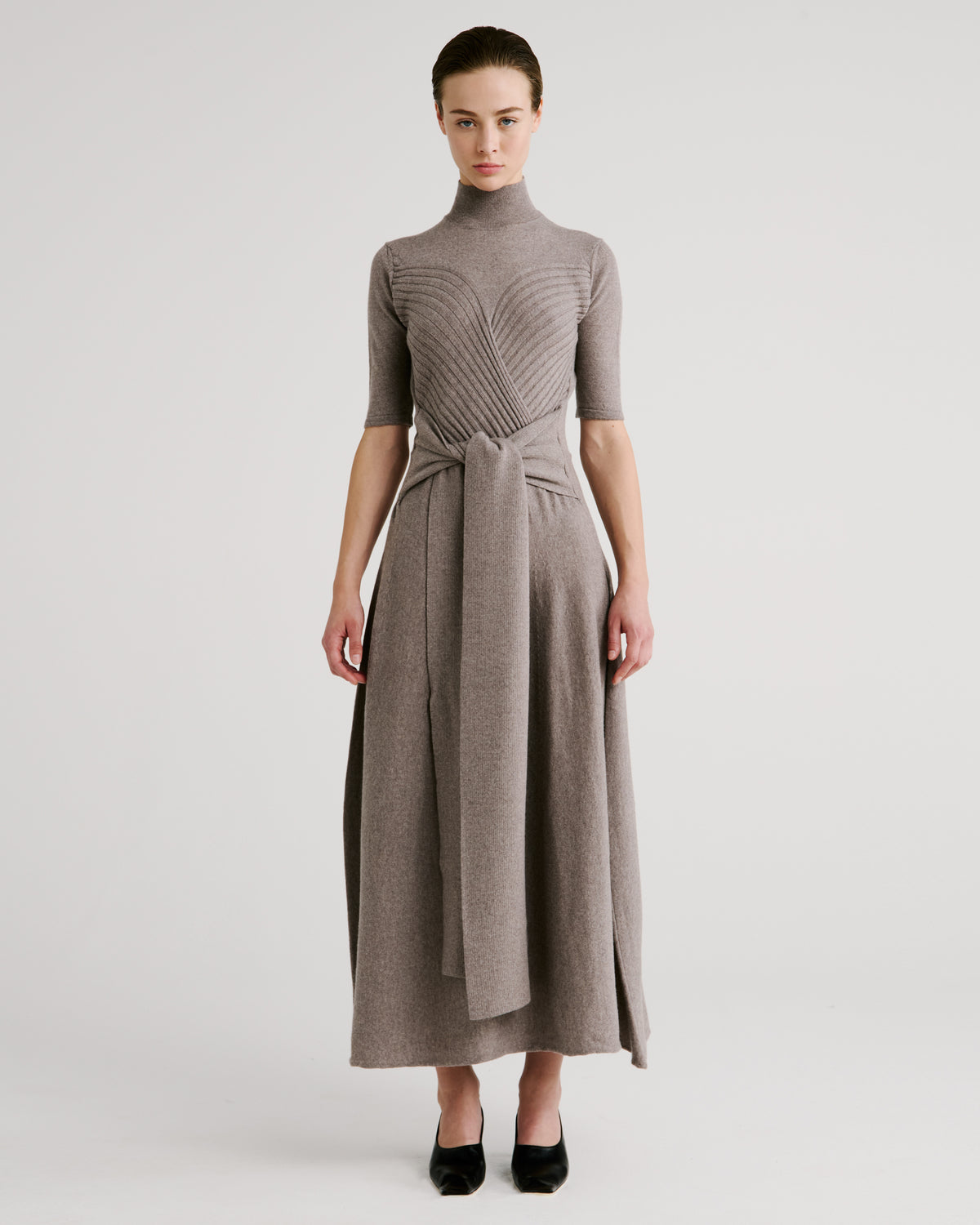 Takashi Knit Dress in taupe Zegna Cashwool® Merino Wool