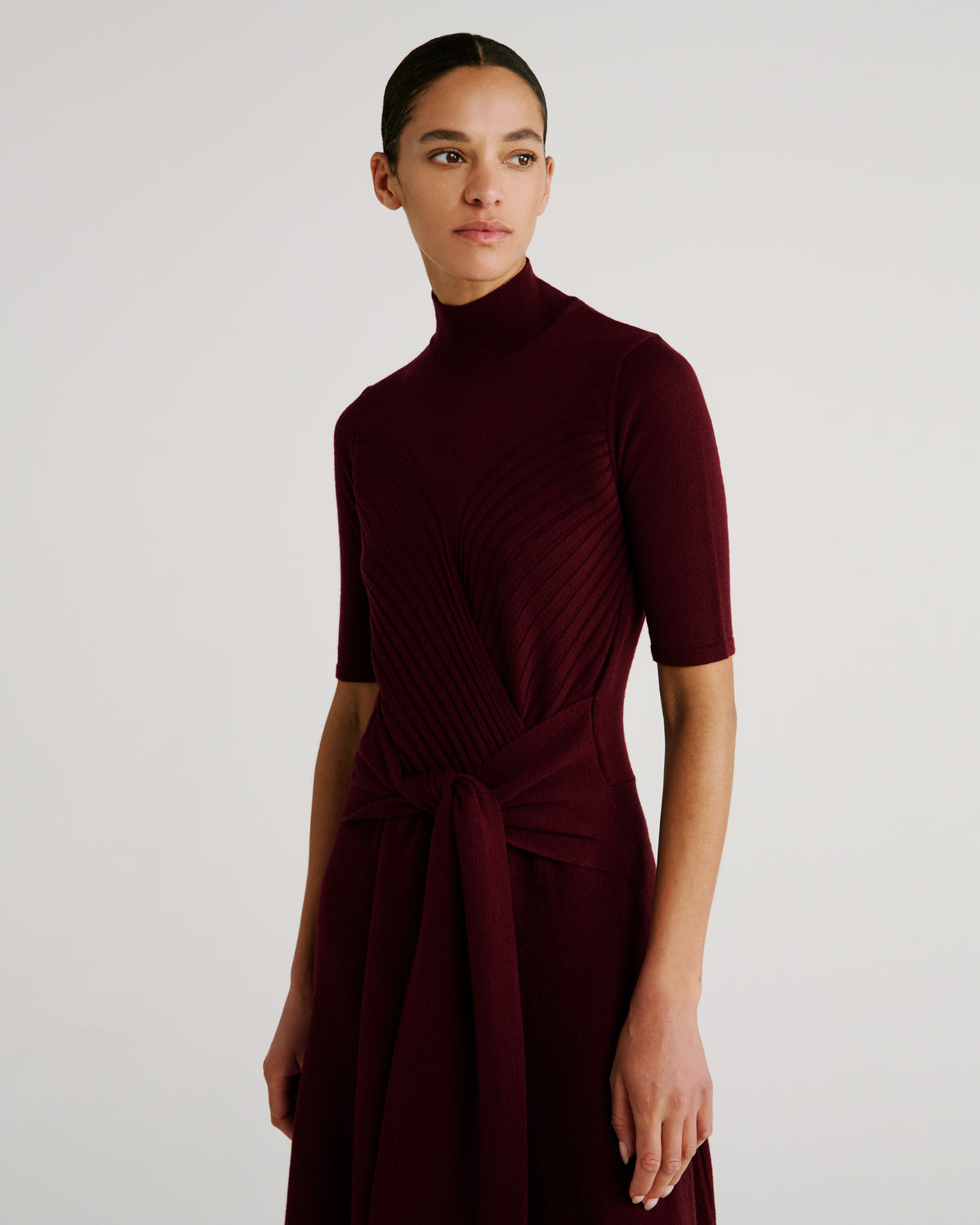 Takashi Knit Dress in burgundy Zegna Cashwool® Merino Wool