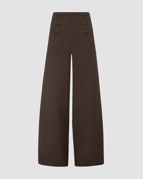 Tano trousers with a sculptural wide leg and buttoned waist
