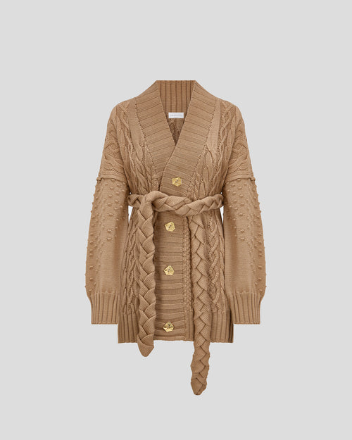 Tracey belted cardigan in sculptural Zegna merino wool