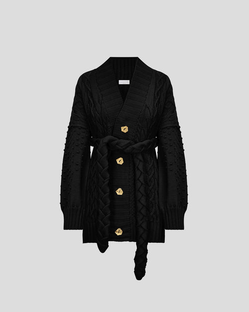 Tracey cardigan in sculptural Zegna merino wool cable knit