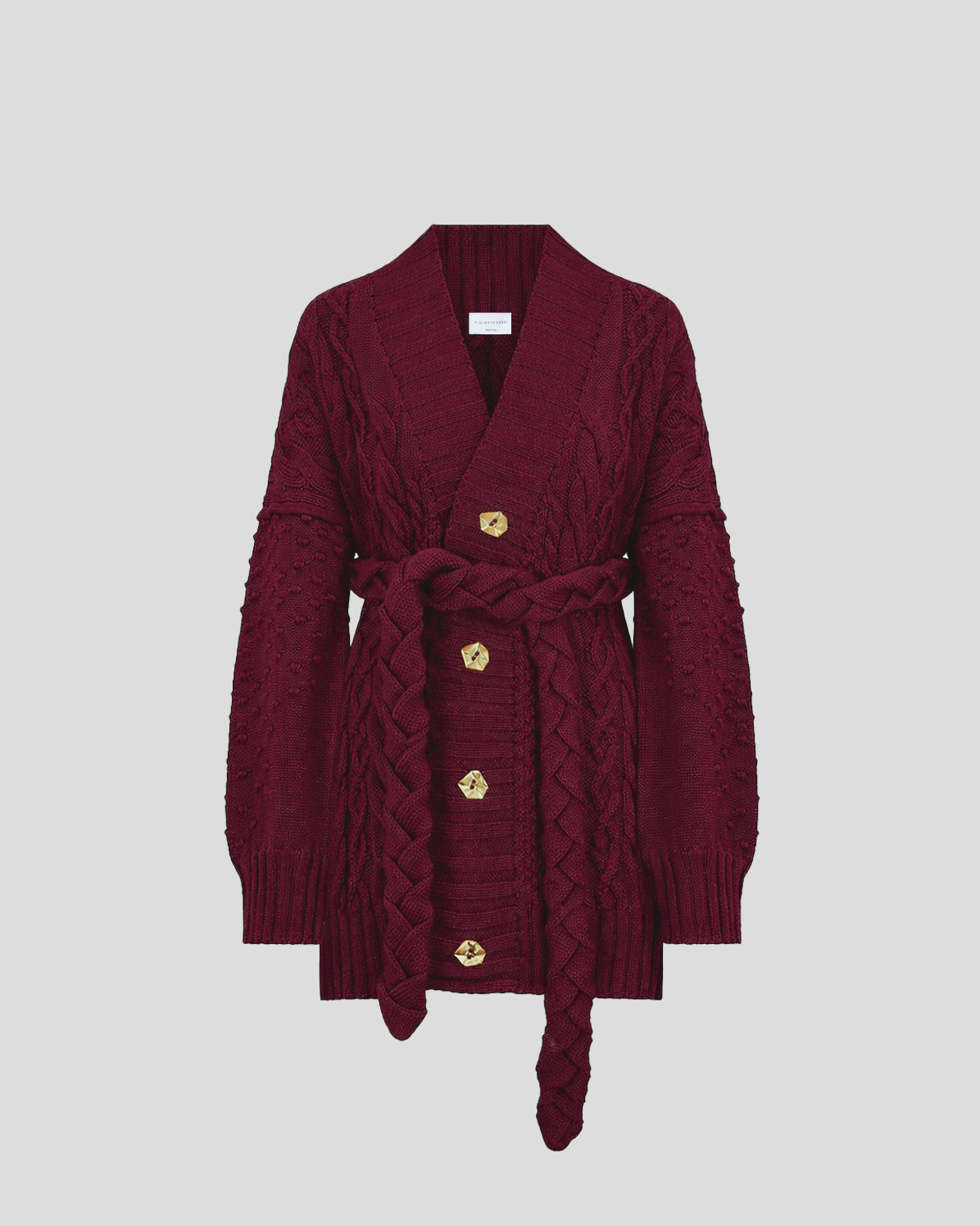 Tracey cardigan in Zegna merino wool with a sculptural belt