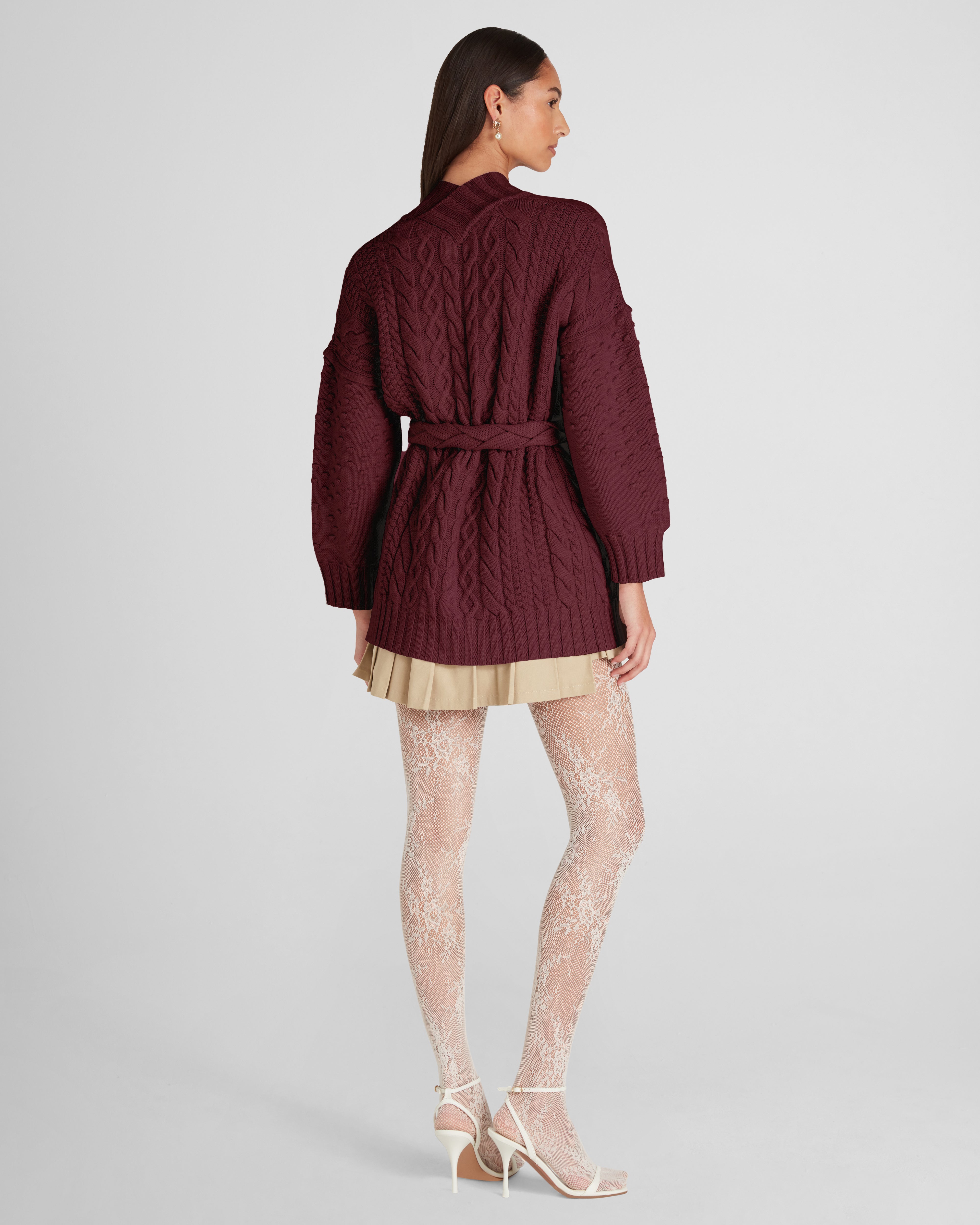 Tracey cardigan in Zegna merino wool with a sculptural belt