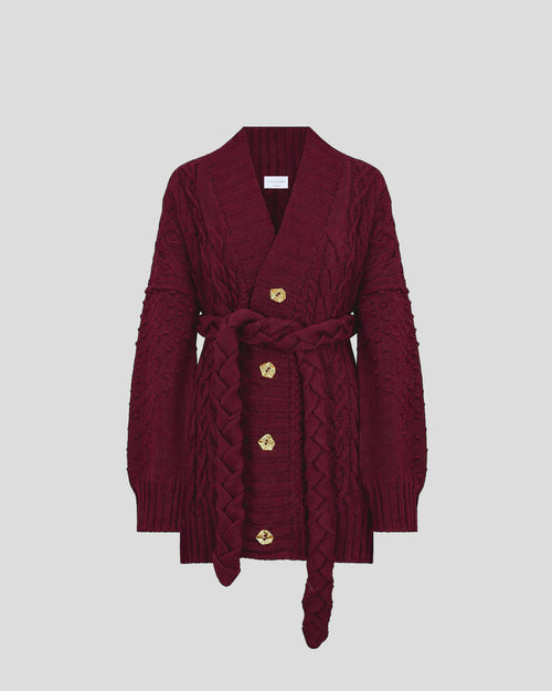 Tracey cardigan in Zegna merino wool with a sculptural belt