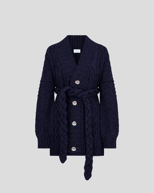 Tracey belted cardigan in sculptural Zegna merino wool
