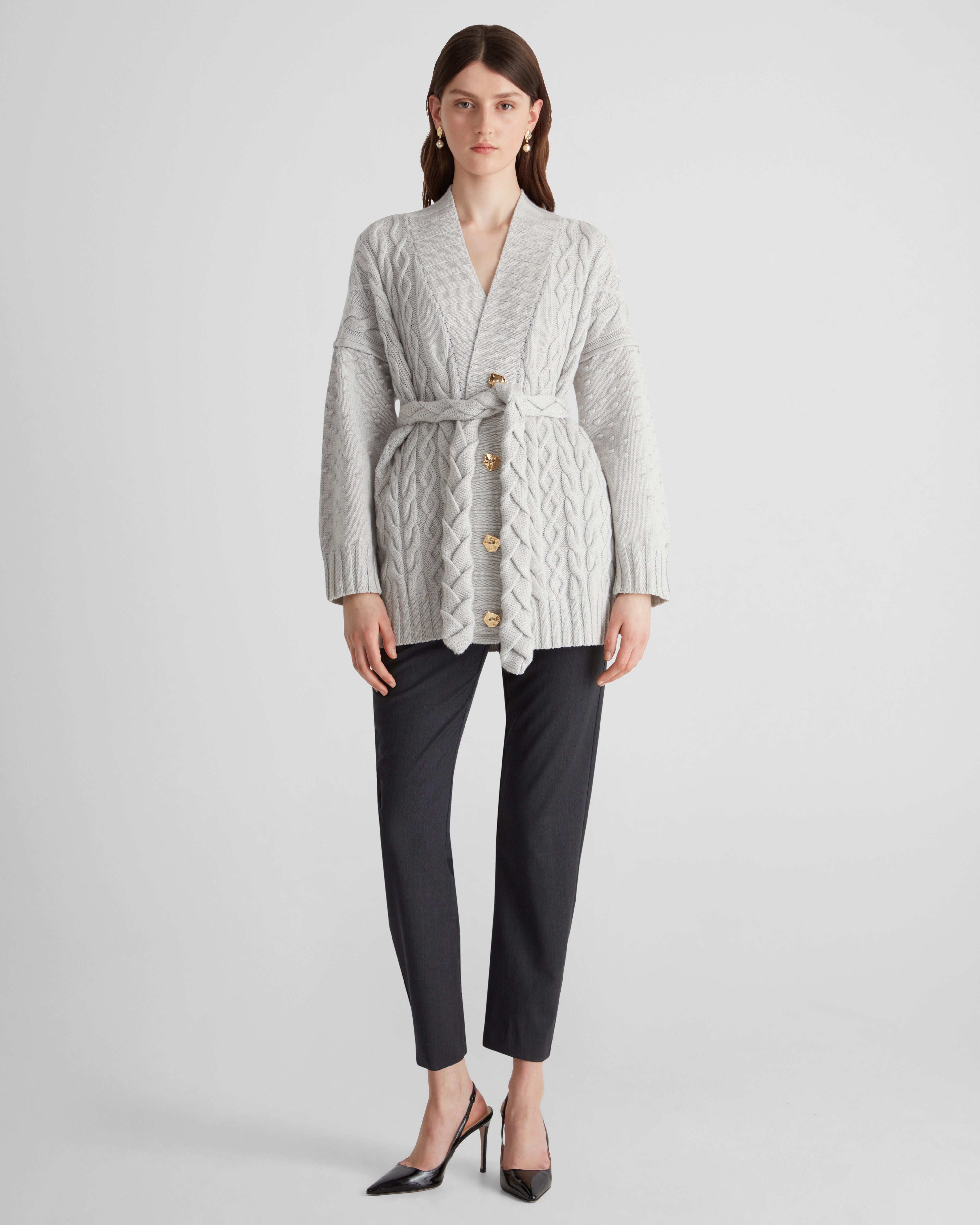 Tracey Knit cardigan in sculptural Zegna merino wool