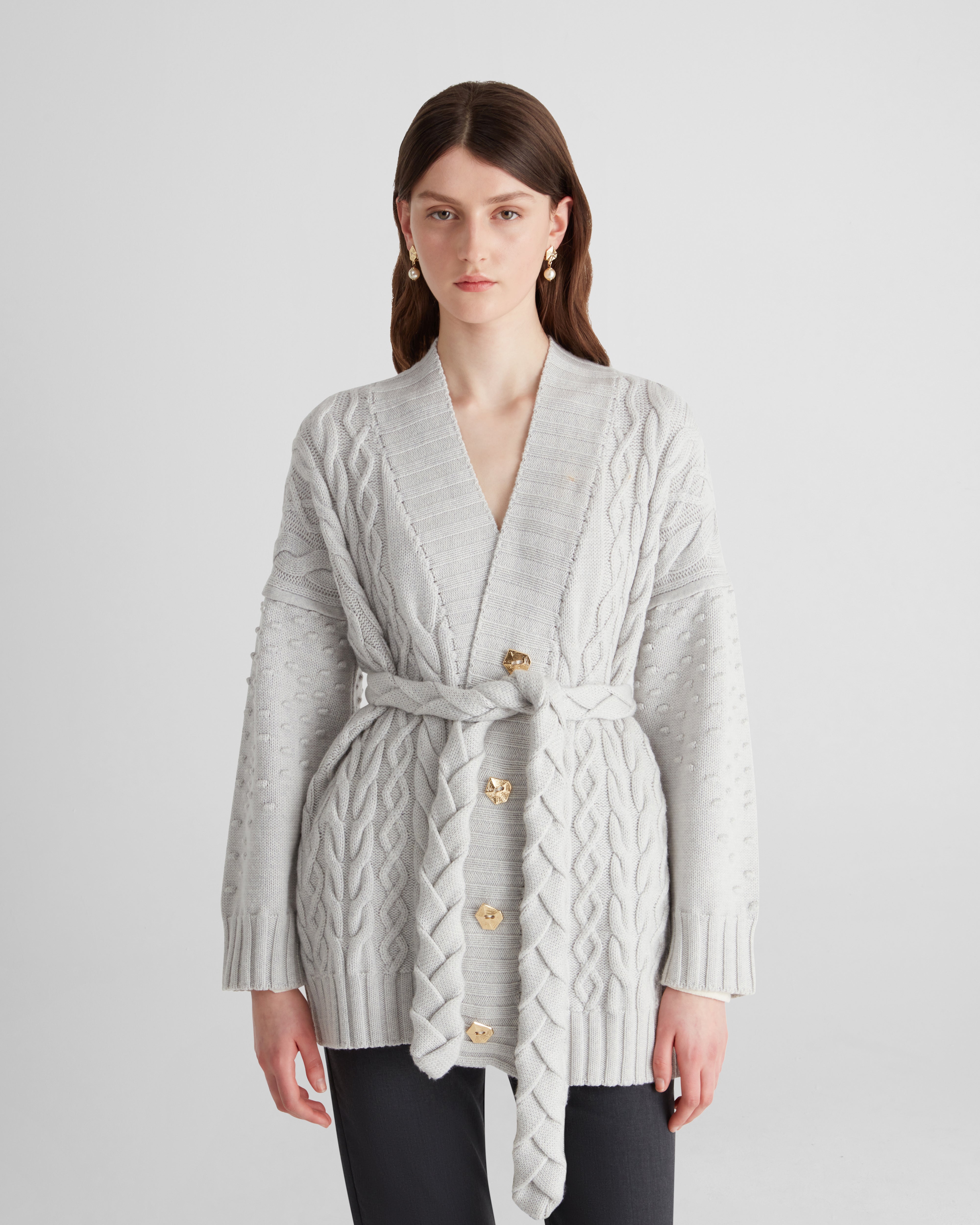 Tracey Knit cardigan in sculptural Zegna merino wool