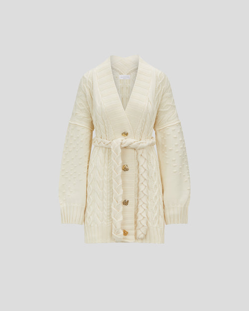 Tracey knit cardigan in sculptural Zegna merino wool