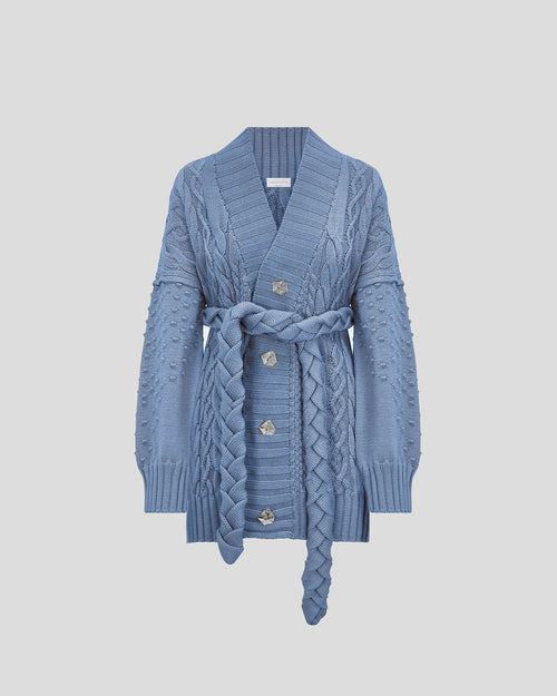 Tracey cardigan in Zegna merino wool with a sculptural knit