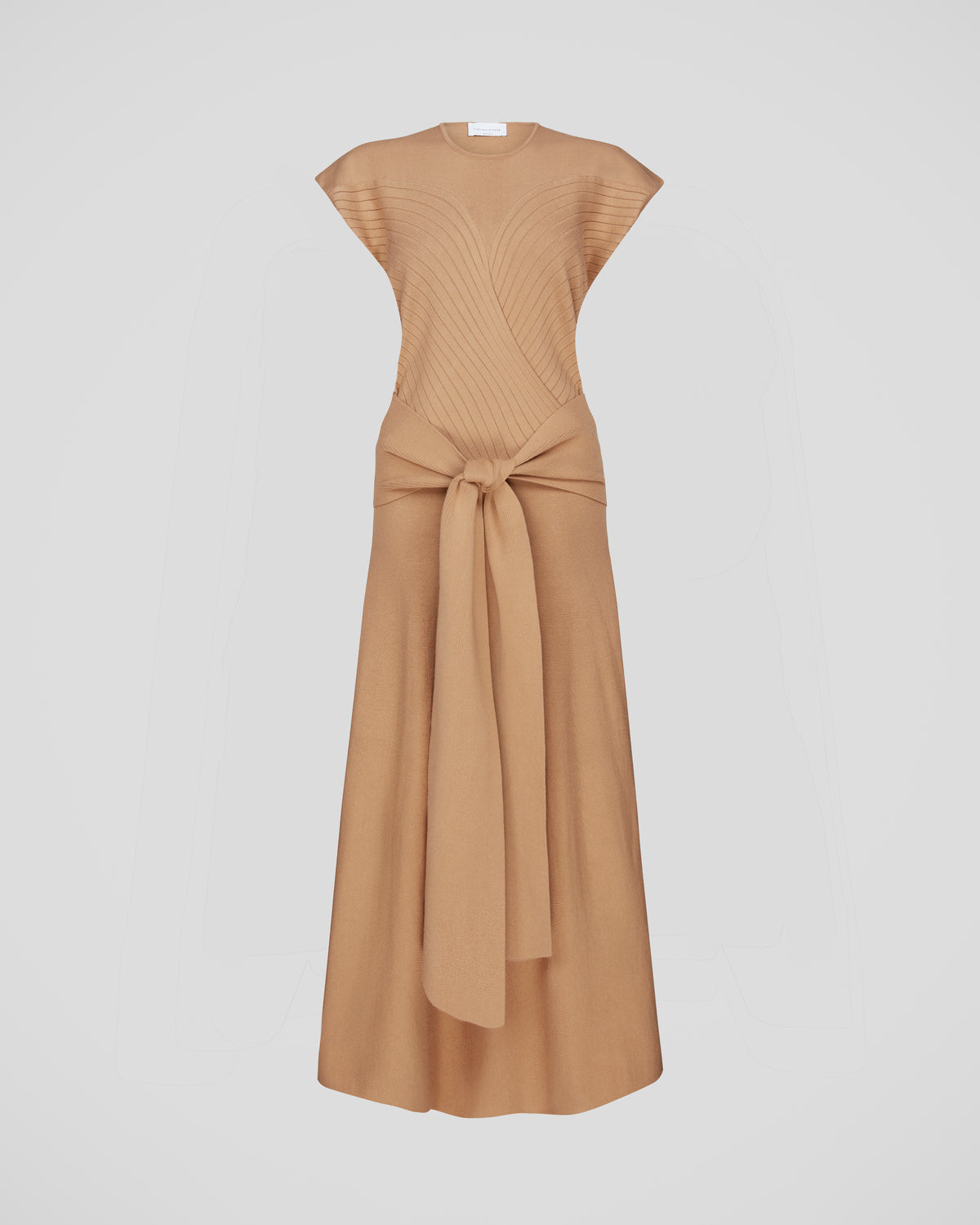 Turrell Knit Dress ribbed bodice sculptural knot