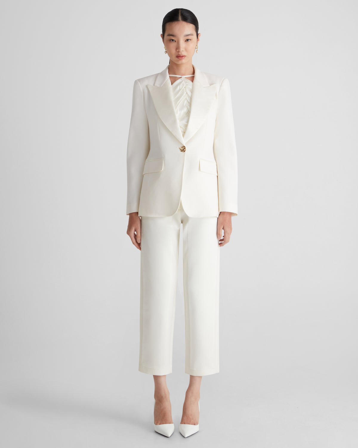 Uccellini blazer with structured intent in wool and silk