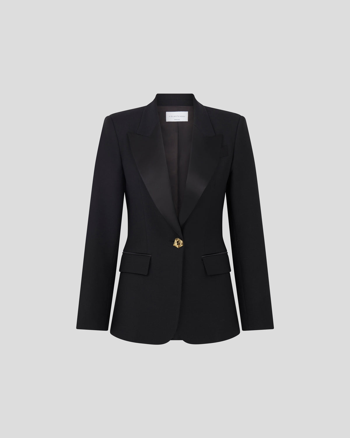 Uccellini blazer in crepe wool with structured intent
