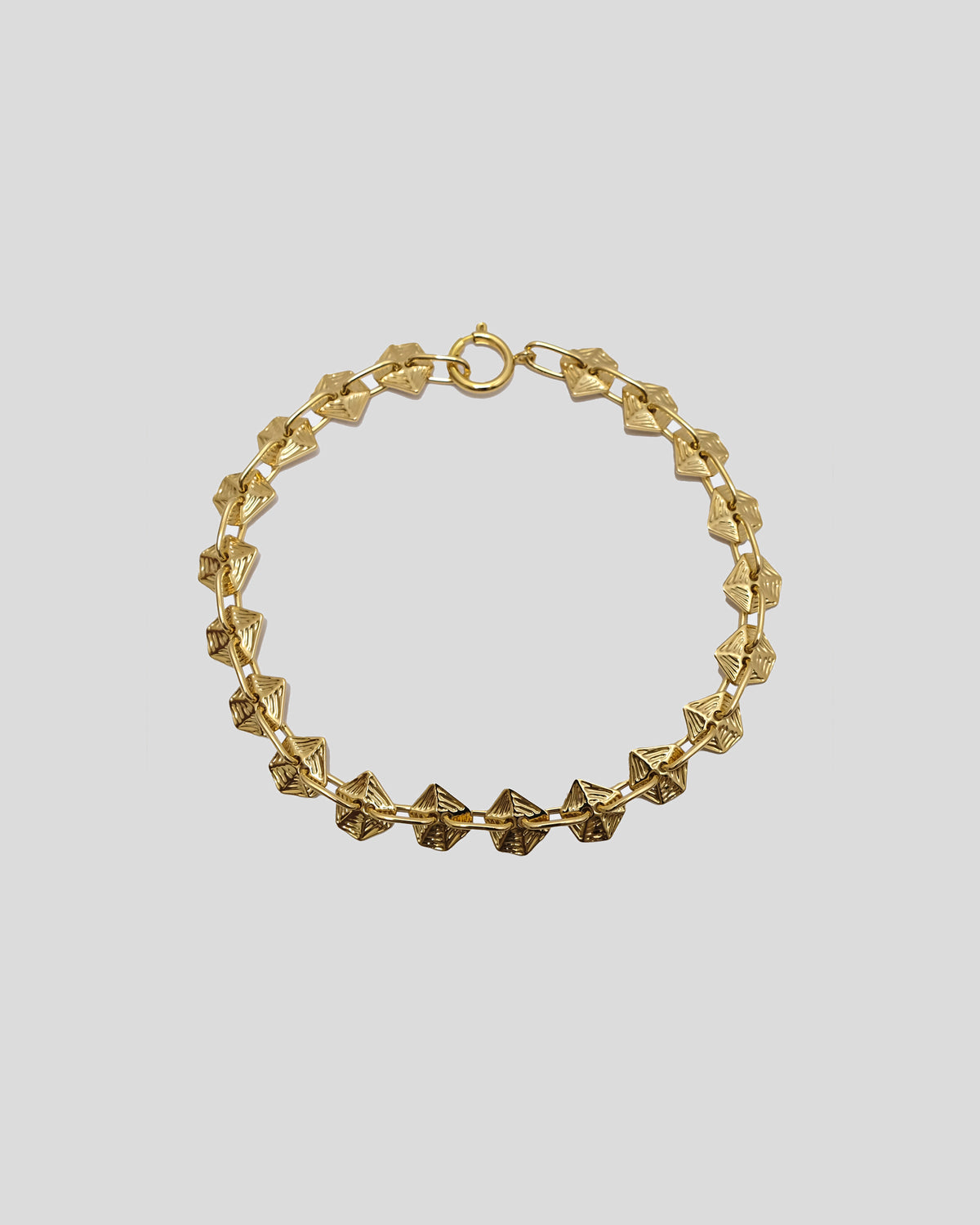 Vera necklace with sculptural engraved brass links