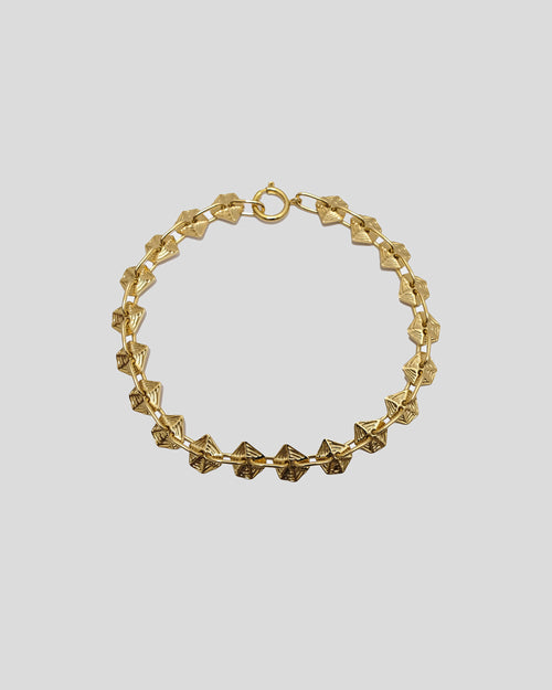 Vera necklace with sculptural engraved brass links