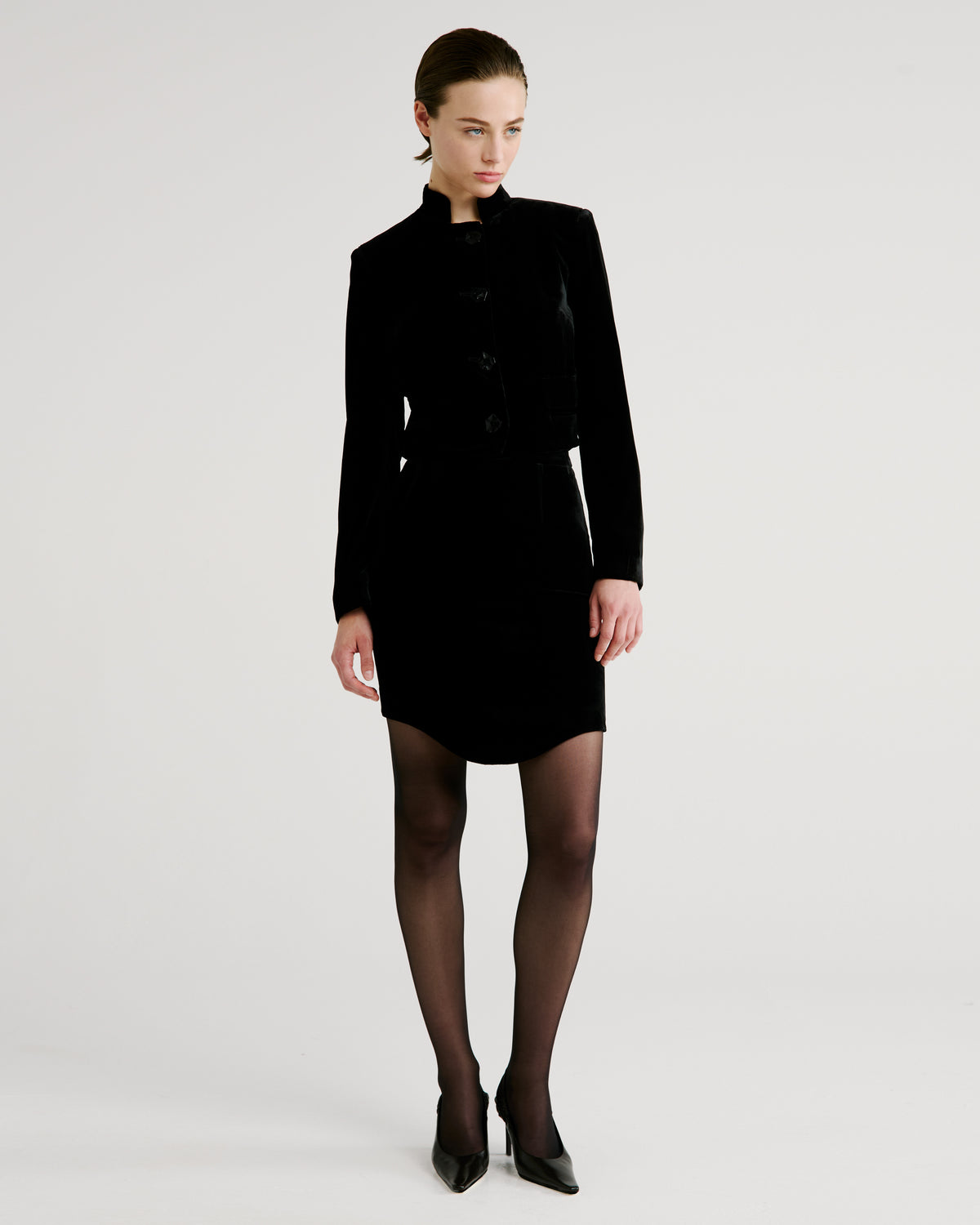 Kaling Skirt in black Silk Velvet