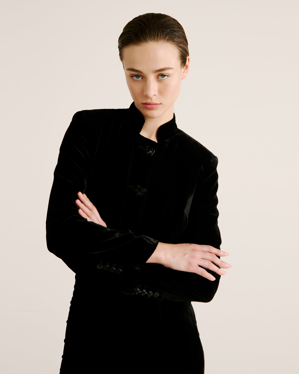 Vicente Jacket in black Silk Velvet