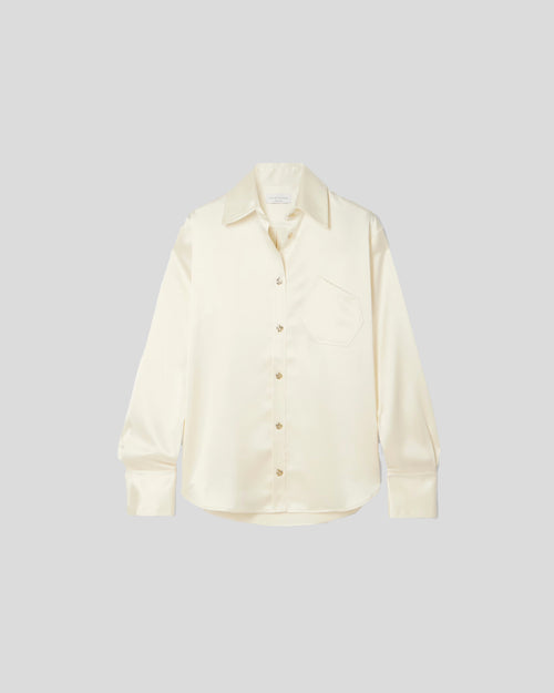 Violi blouse in sculptural cady satin with a chest pocket