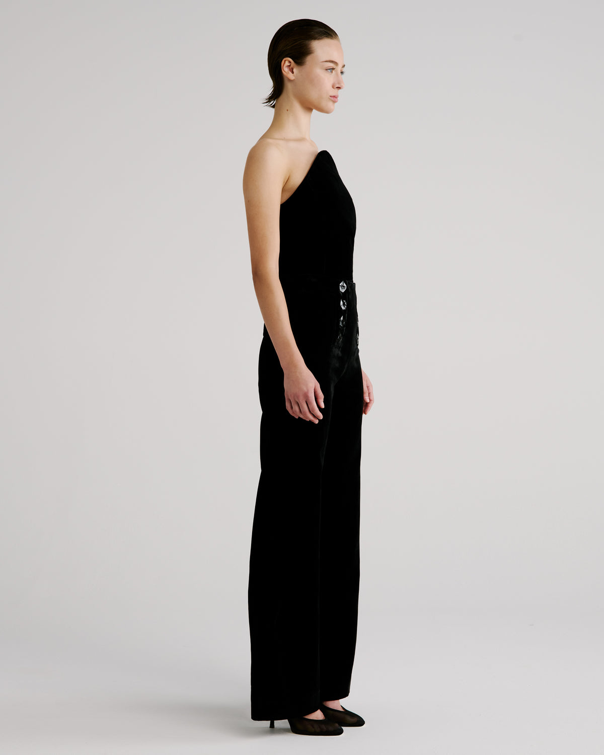 Davinhor Trousers in black Silk Velvet