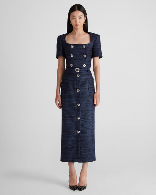 Corot Skirt in blue Silk Tweed