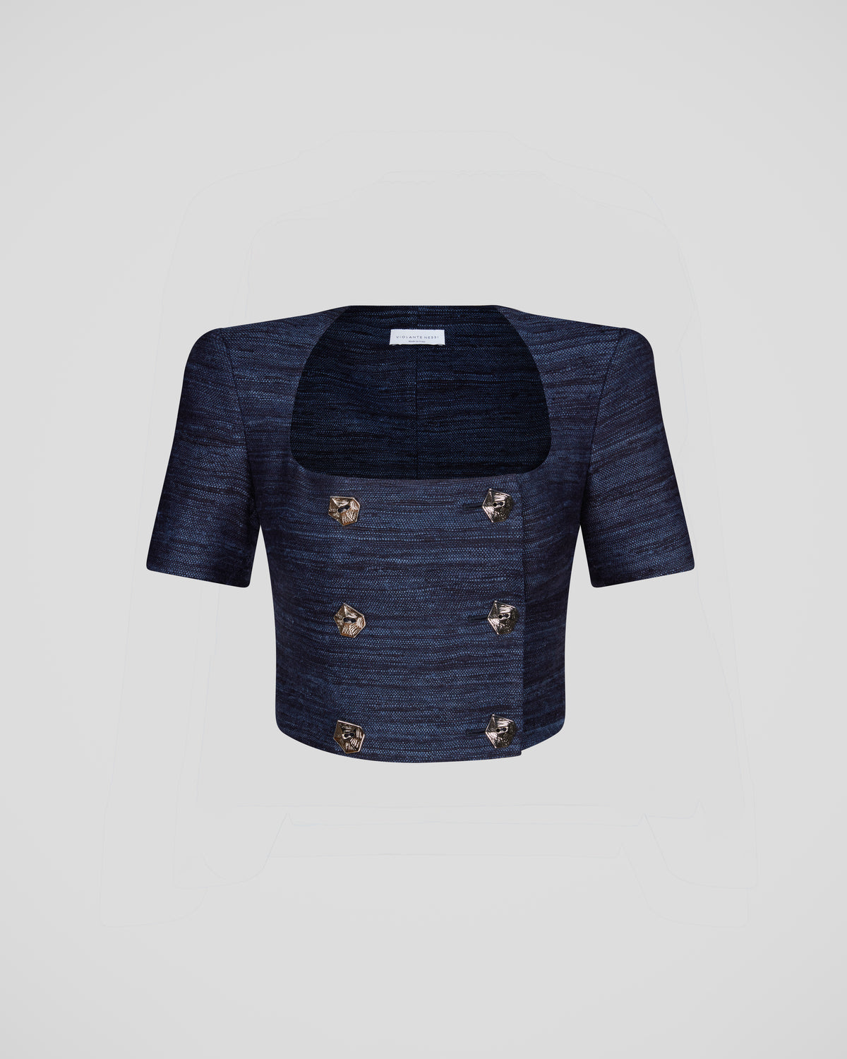 Vittoria Top double-breasted silk tweed sculptural form