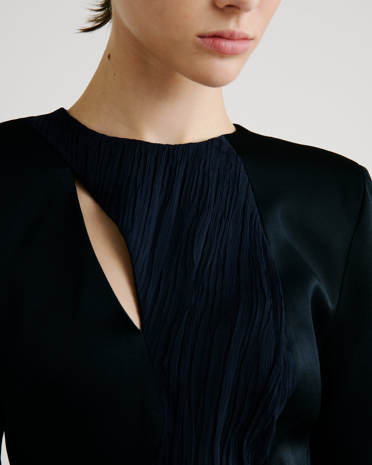 Fontana Dress in blue Satin Sable Cady and Silk