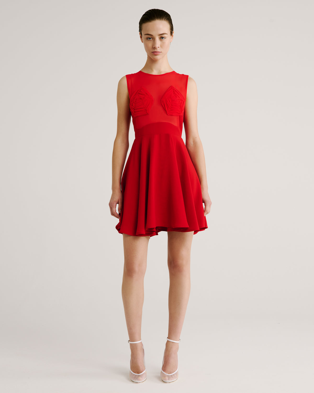 Grosse Dress in red Silk Georgette and Sable Cady