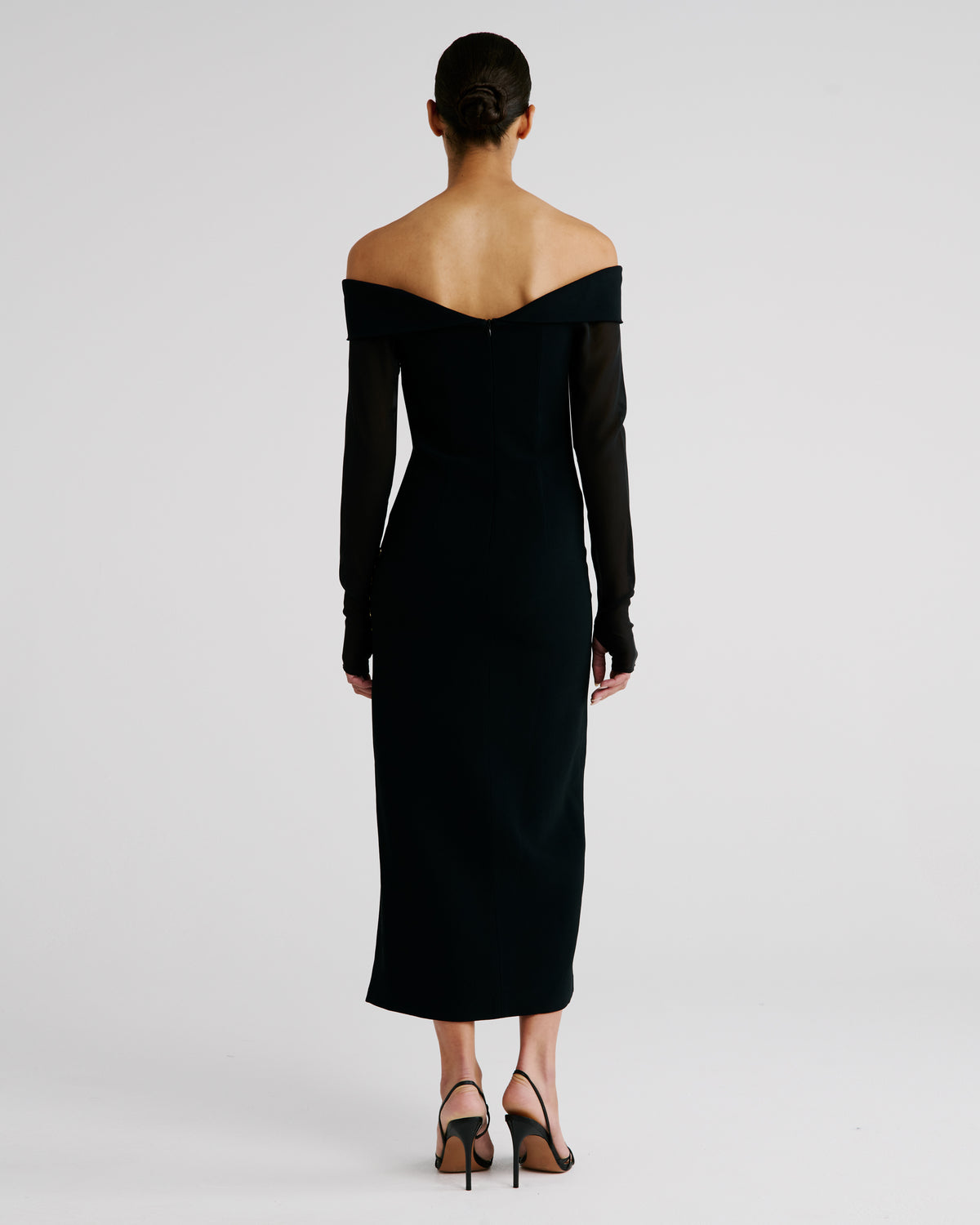 Halsey Dress in black Cady Frisottino and Silk Georgette