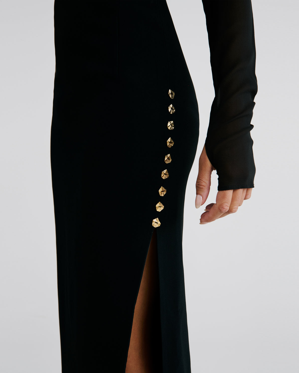 Halsey Dress in black Cady Frisottino and Silk Georgette