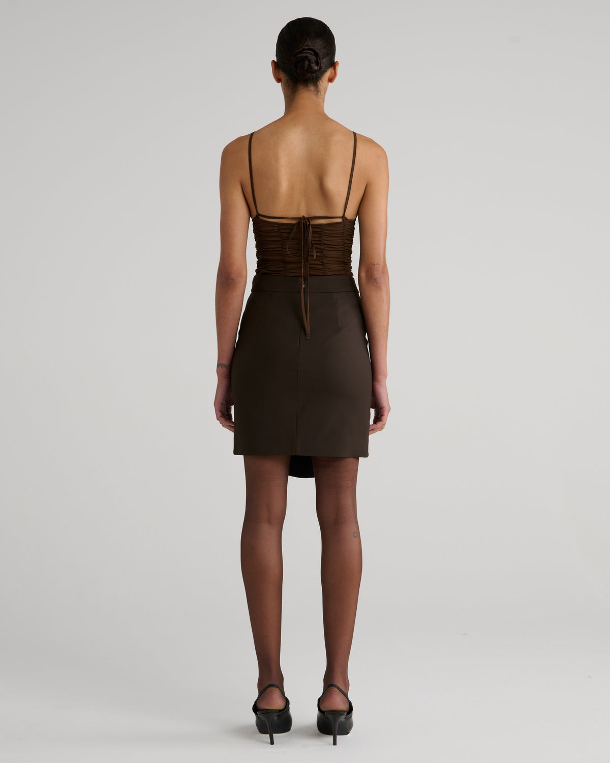 Kaling Skirt in brown Wool Crepe