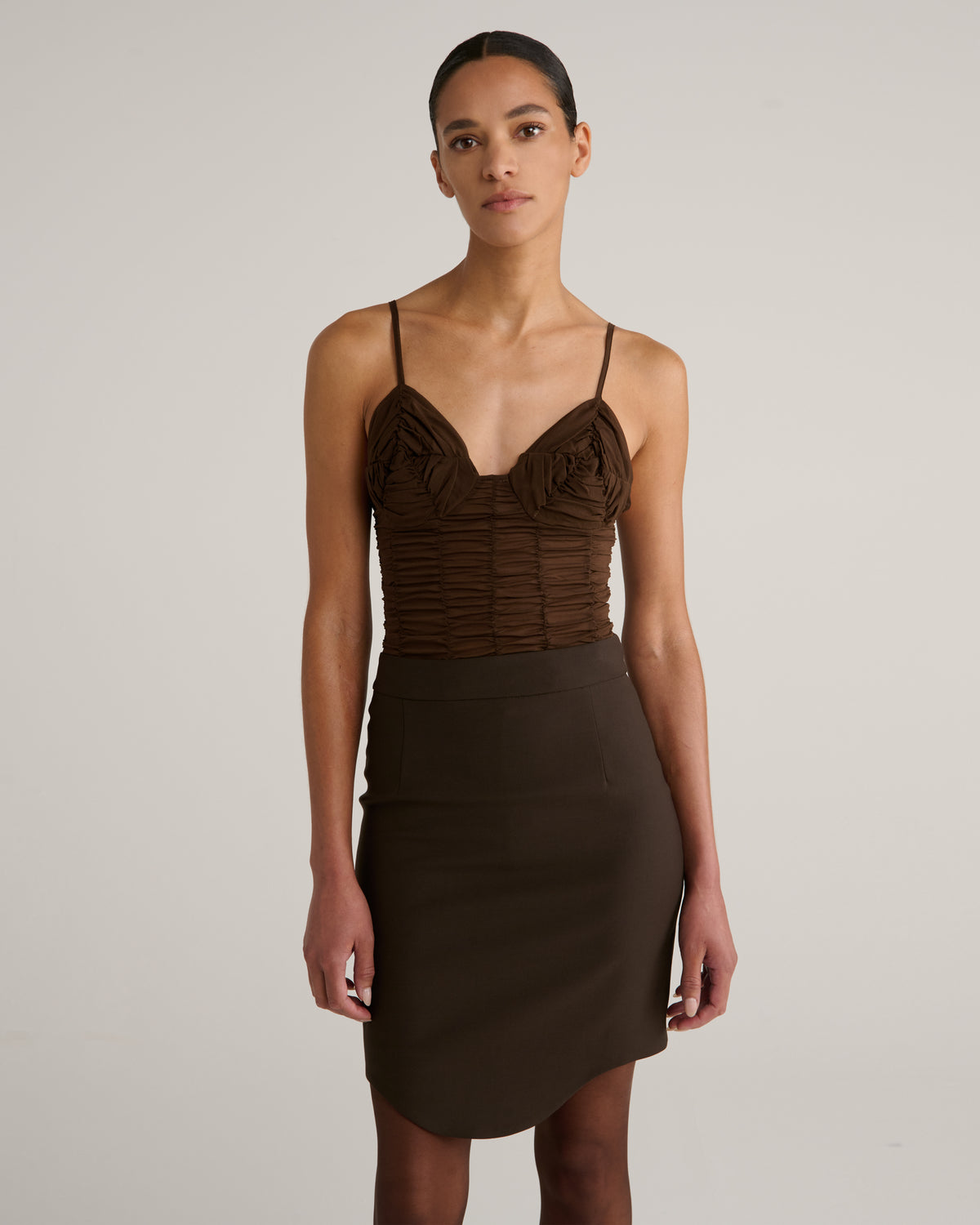 Kaling Skirt in brown Wool Crepe