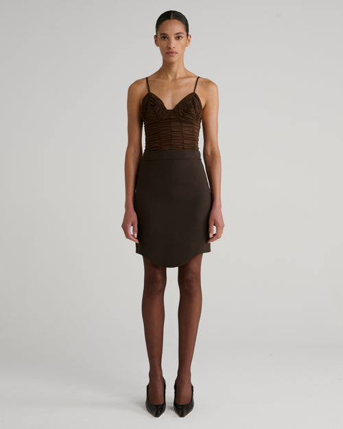 Kaling Skirt in brown Wool Crepe