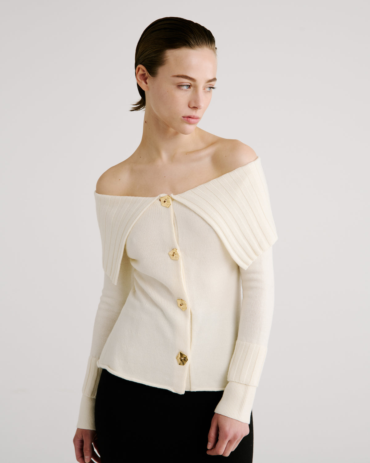 Pope Knit Cardigan in ivory Zegna Cashwool® Merino Wool