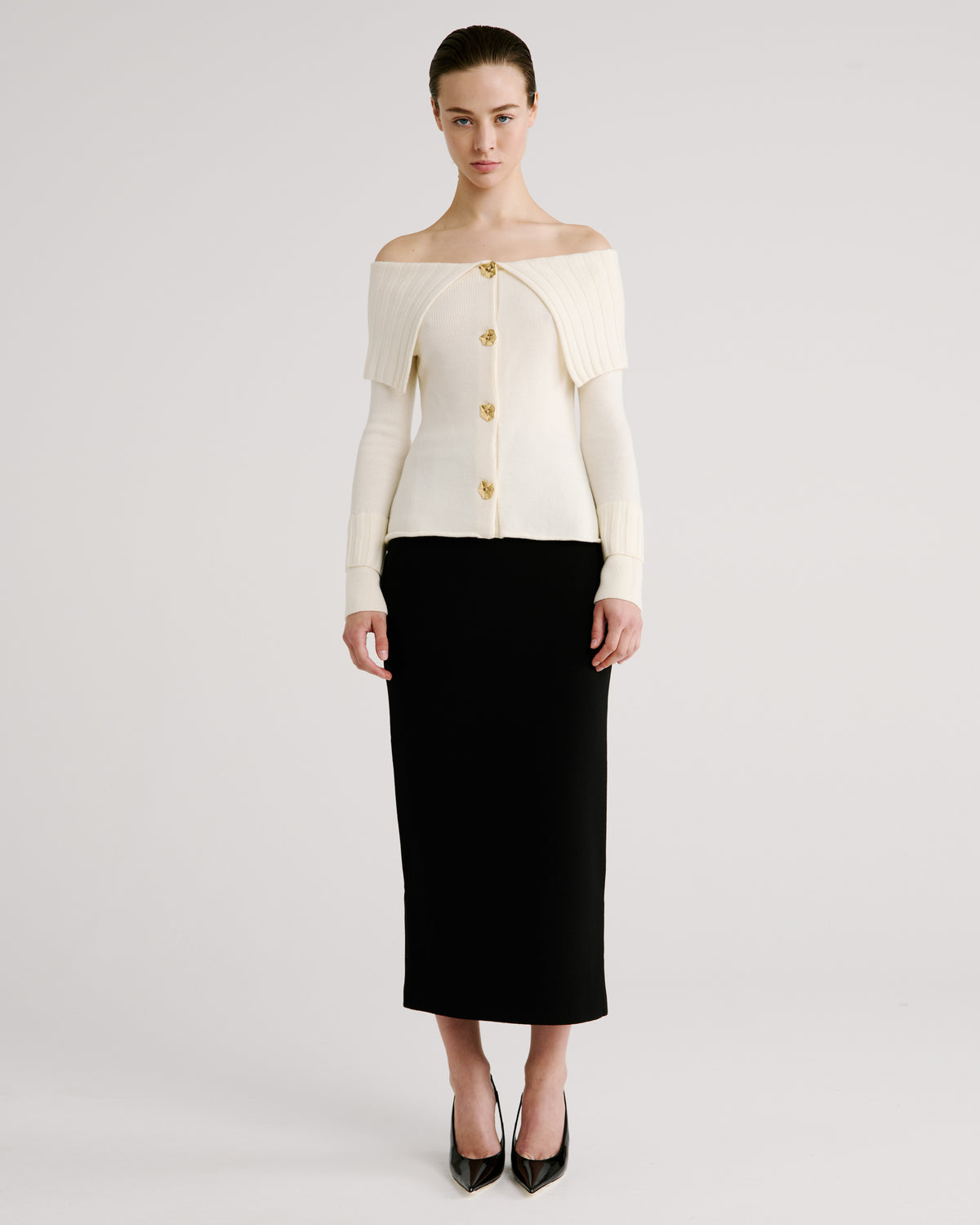 Pope Knit Cardigan in ivory Zegna Cashwool® Merino Wool