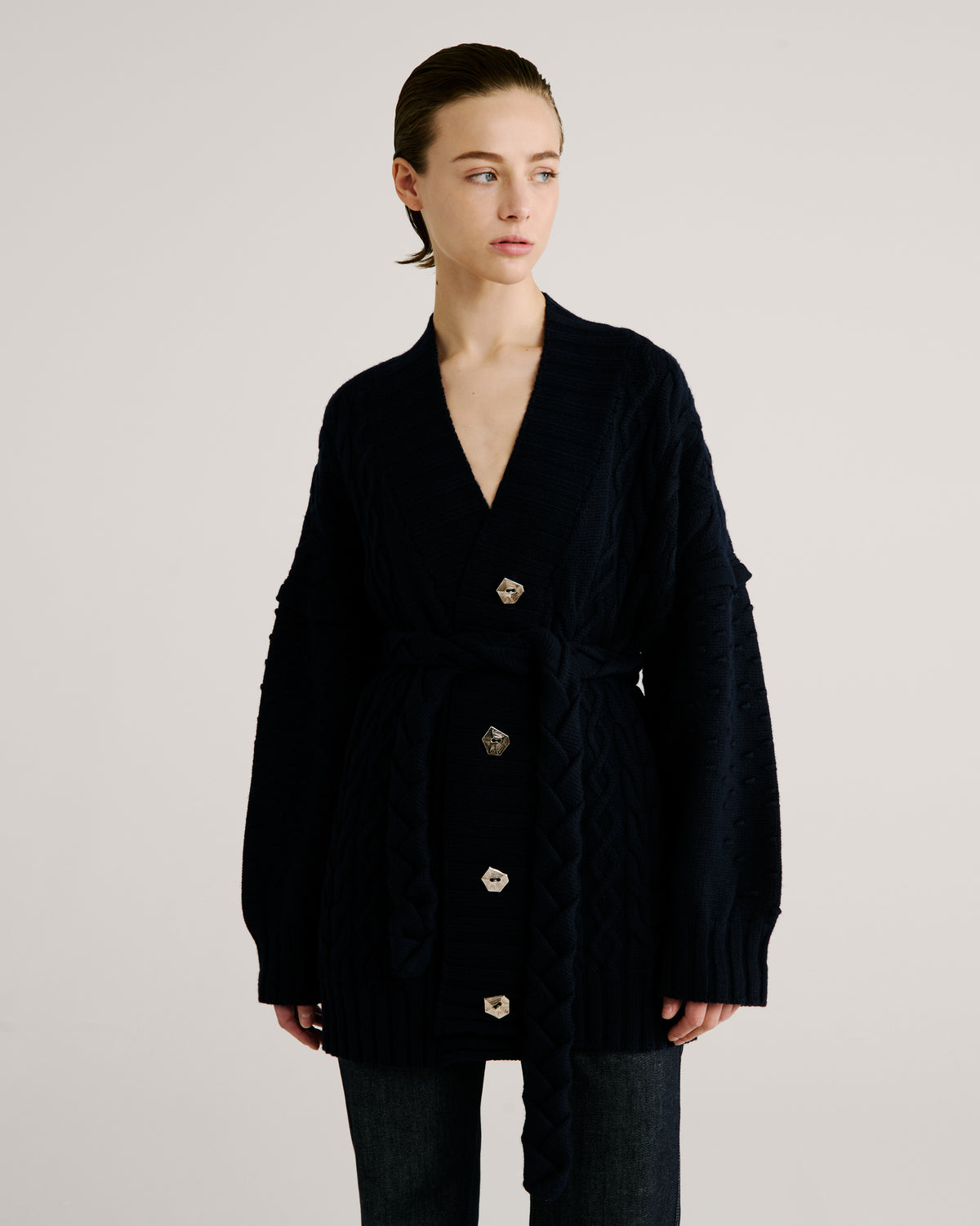 Tracey Knit Cardigan in navy blue Zegna Cashwool® Merino Wool