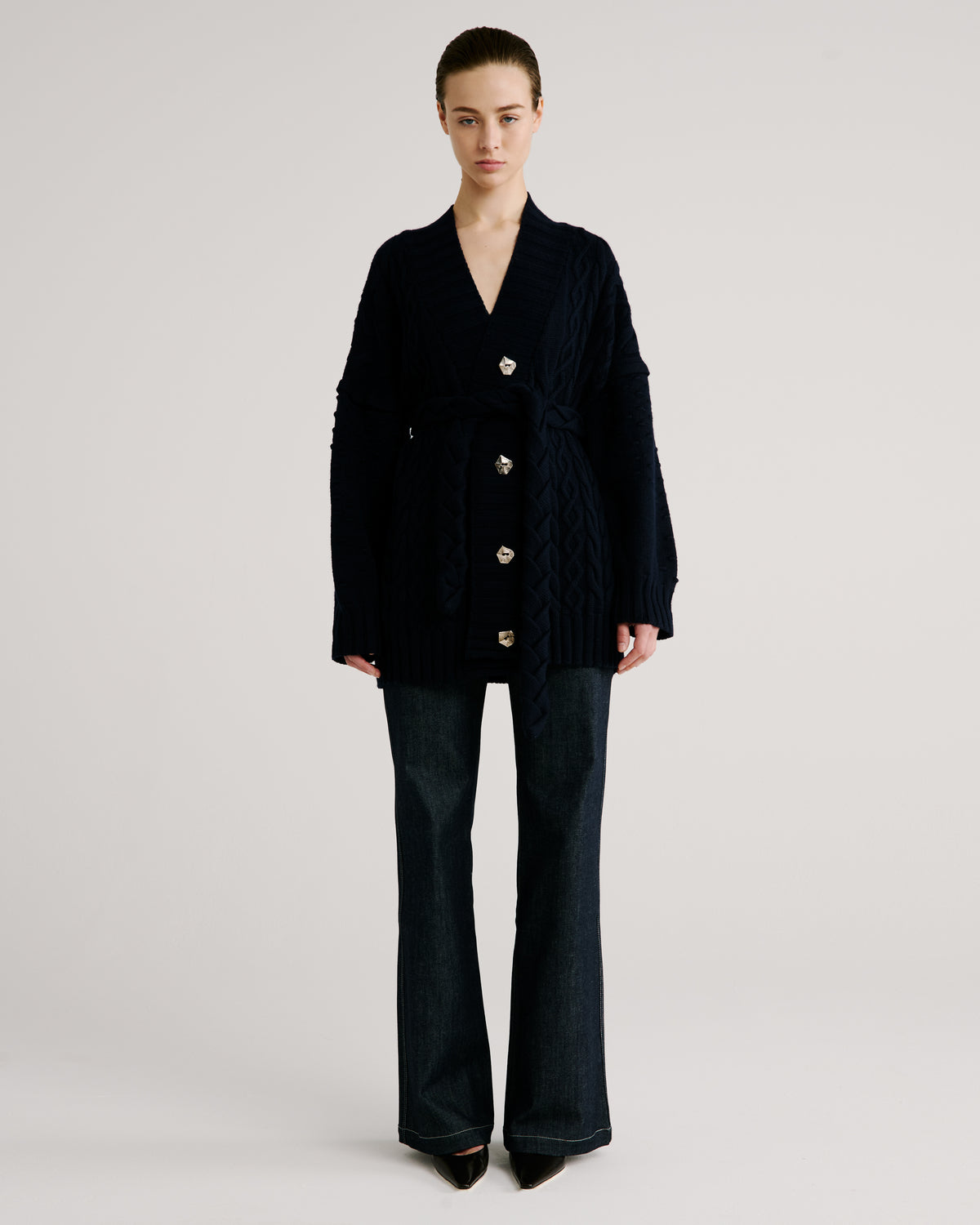 Tracey Knit Cardigan in navy blue Zegna Cashwool® Merino Wool