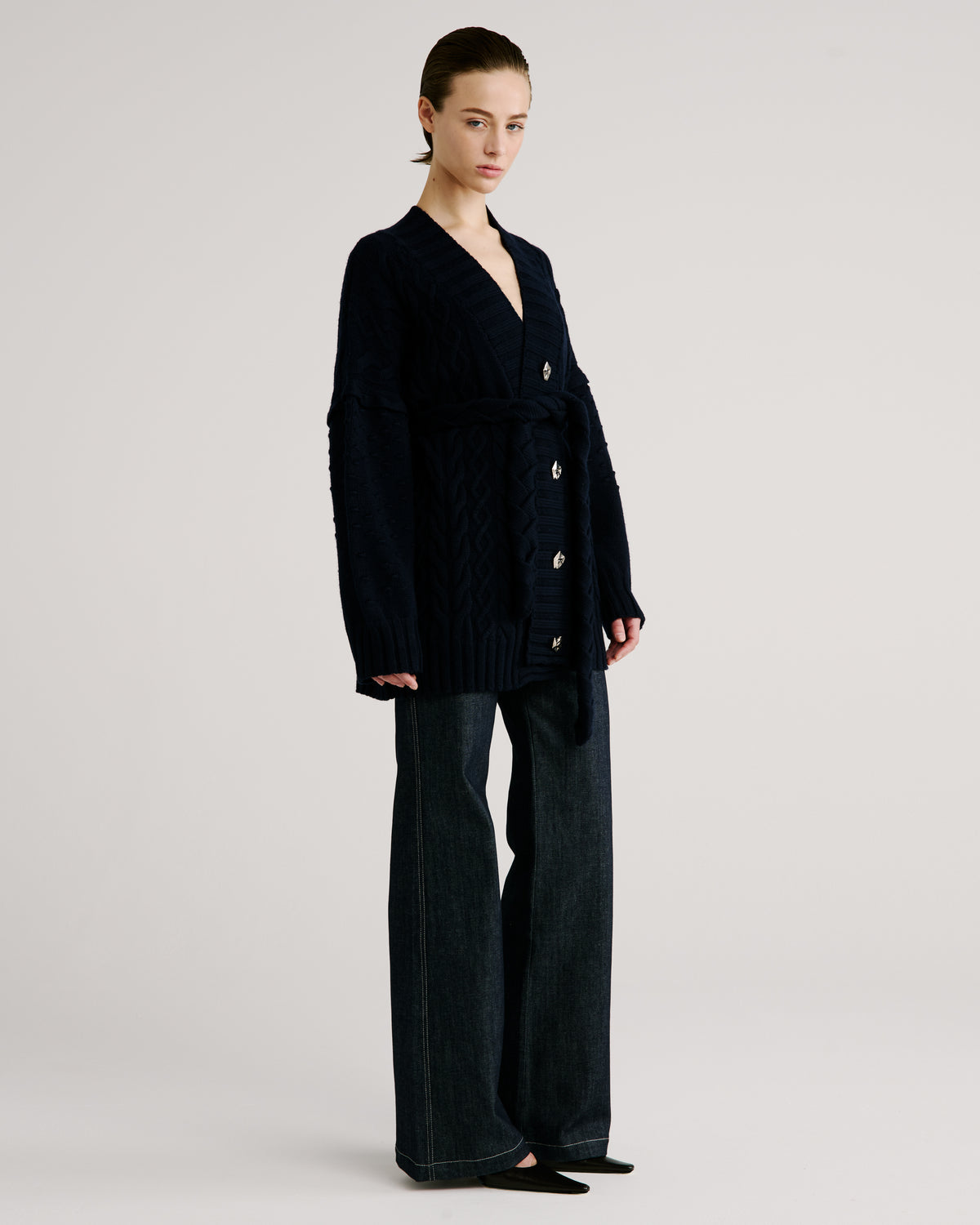 Tracey Knit Cardigan in navy blue Zegna Cashwool® Merino Wool