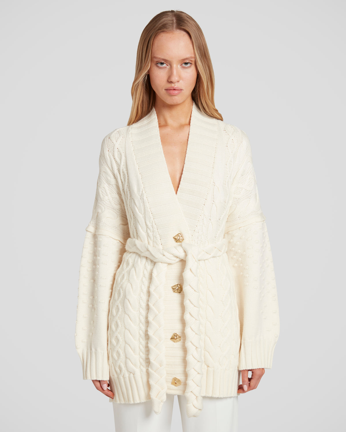 Tracey knit cardigan in sculptural Zegna merino wool