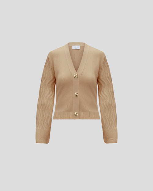 Wei Wei cardigan in cotton-cashmere with sculptural sleeves