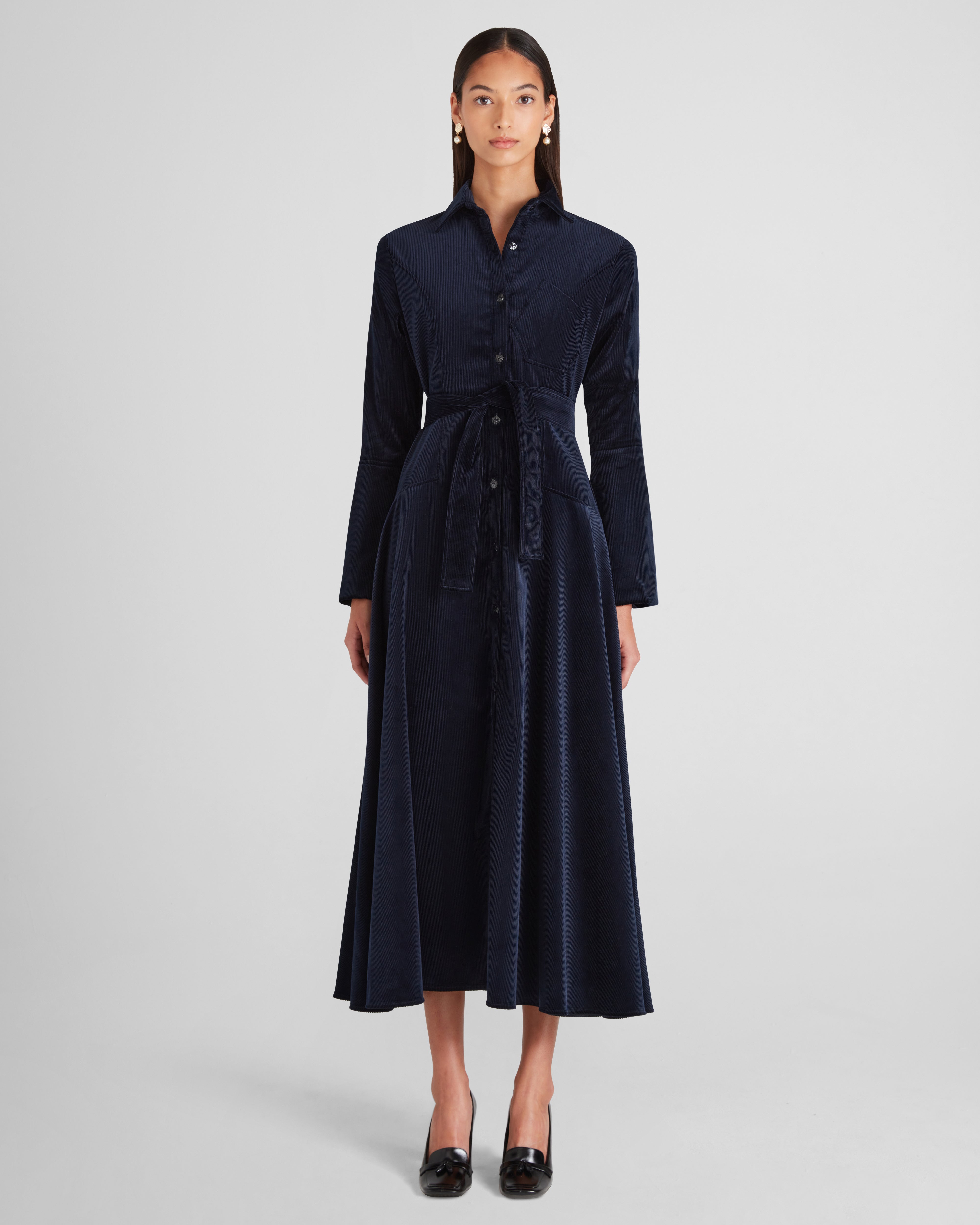 Weyant Dress in blue Cotton Corduroy