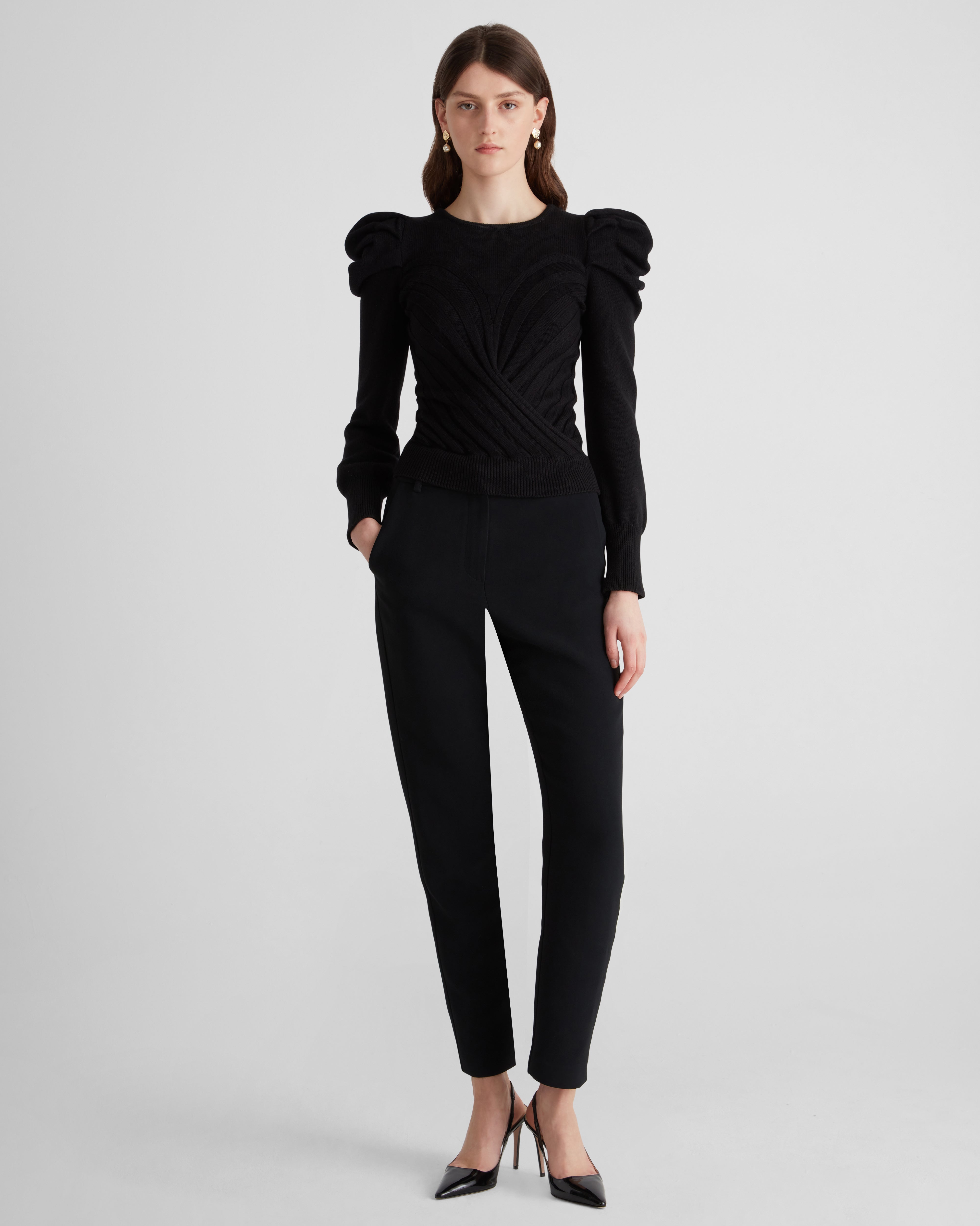 Yayoy jumper in Zegna merino wool with sculptural shoulders
