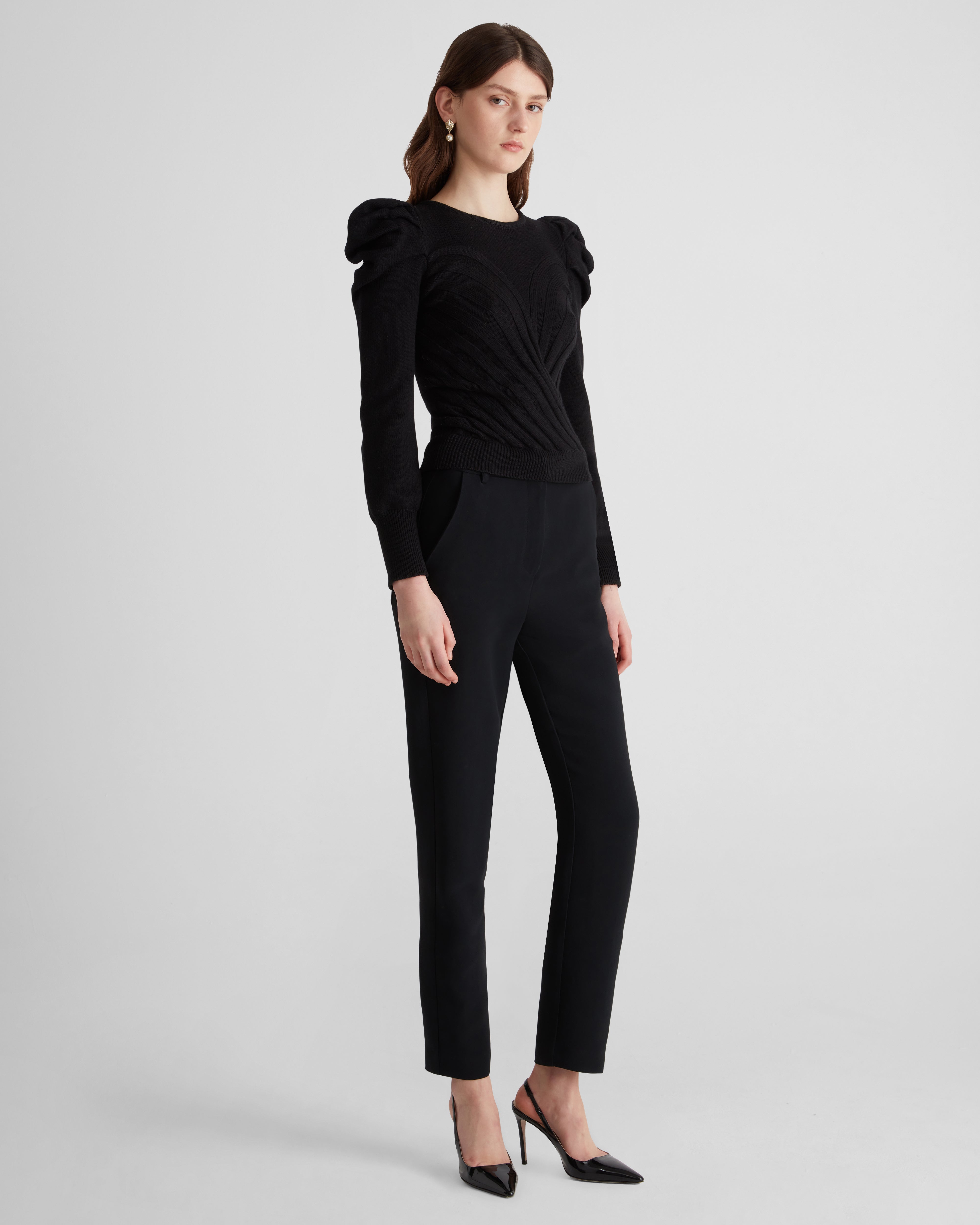 Yayoy jumper in Zegna merino wool with sculptural shoulders