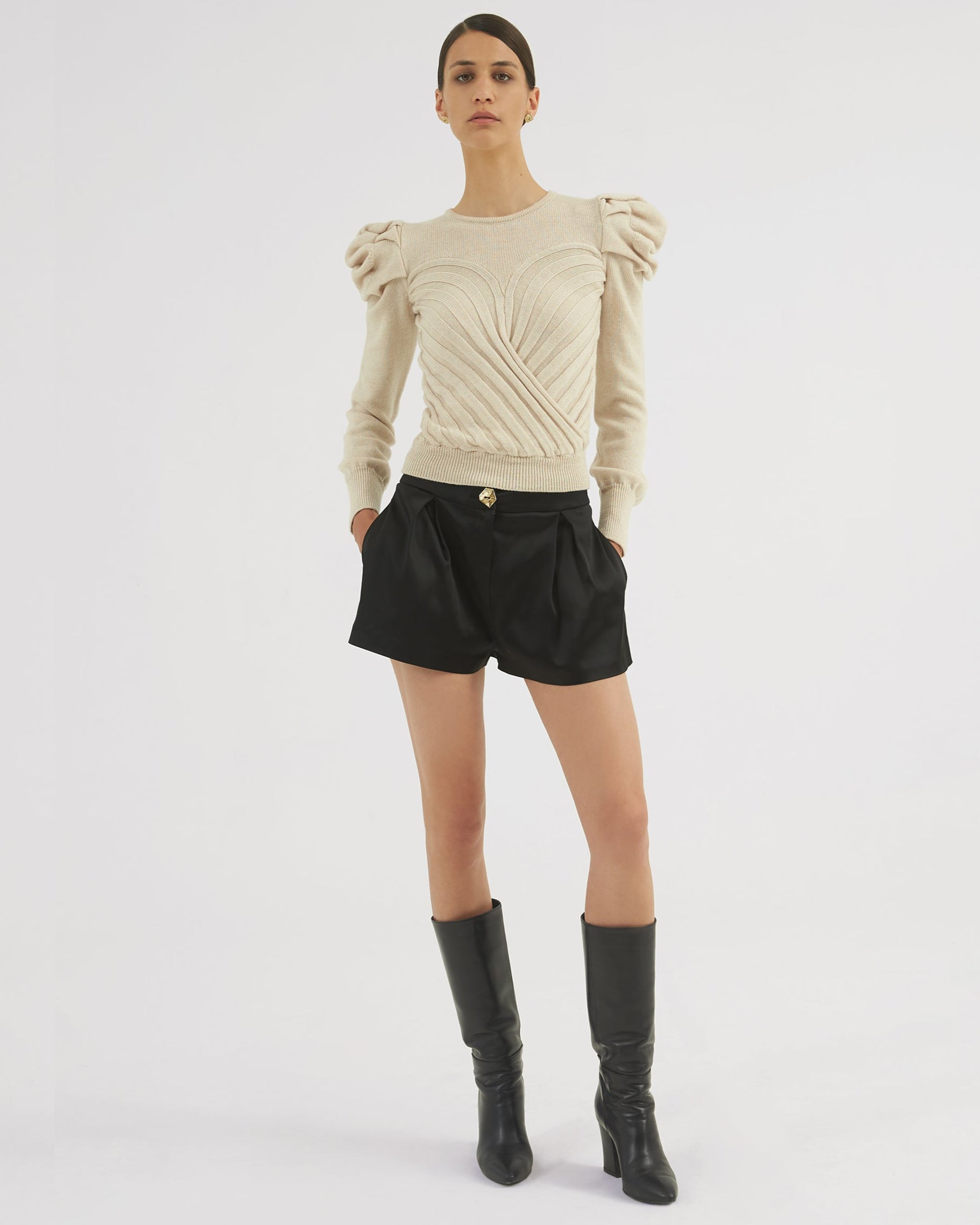 Yayoy Knit Sweater in ecru Zegna Cashwool® Merino Wool