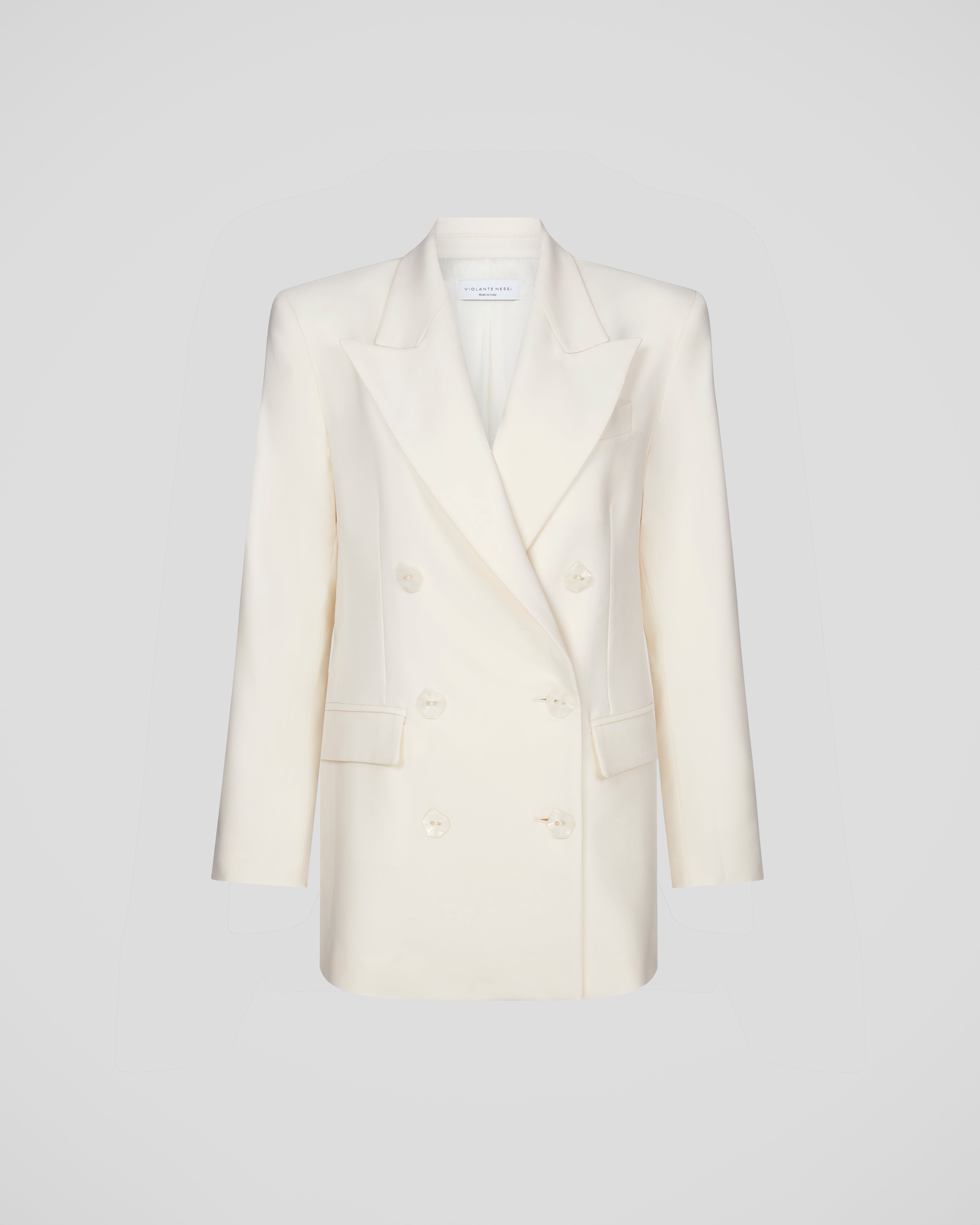 Sugar blazer in sculptural double-breasted crepe wool