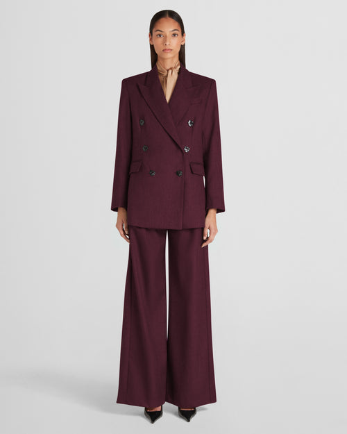 Keckler Trousers in burgundy Wool Crepe