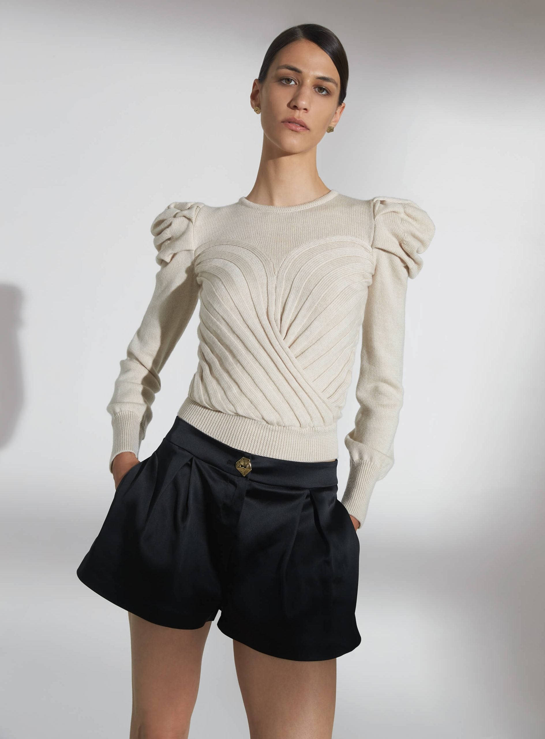 Yayoy Knit Sweater in ecru Zegna Cashwool® Merino Wool